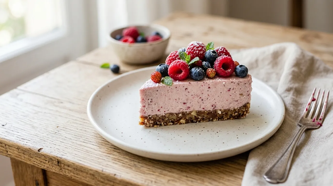Cheesecake de Frutos Vermelhos (Raw e Vegan)