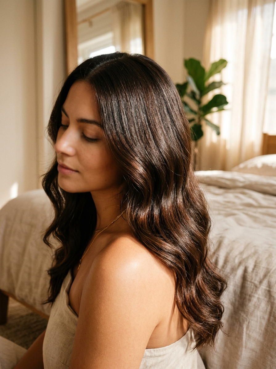 Cabelo brilhante após umectação